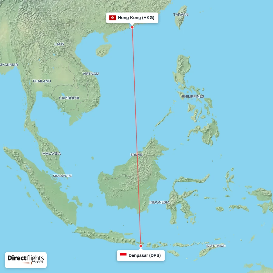 DPS - HKG route map
