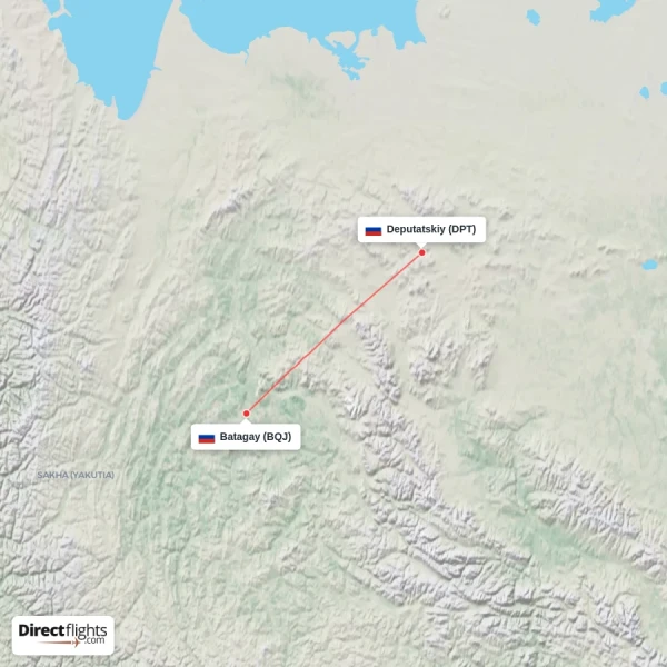 Deputatskiy - Batagay direct flight map