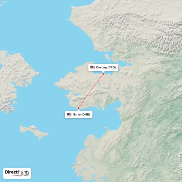 Deering - Nome direct flight map