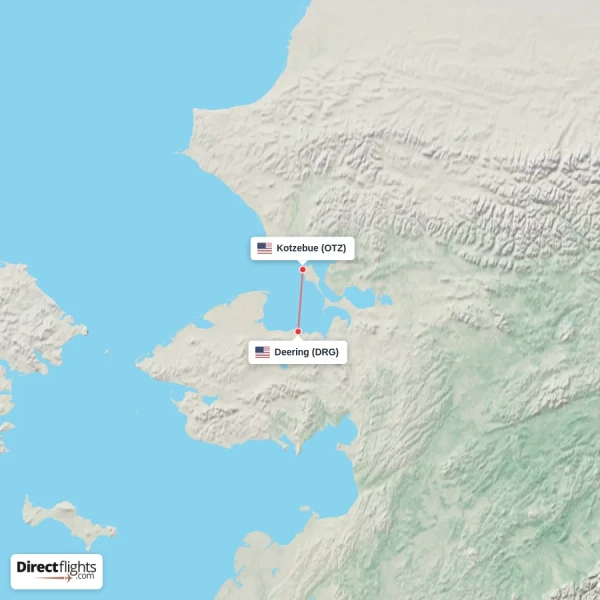 Deering - Kotzebue direct flight map