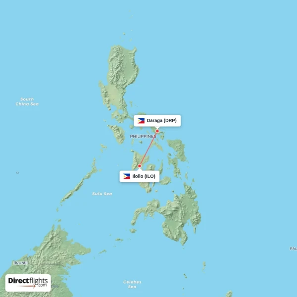 Daraga - Iloilo direct flight map
