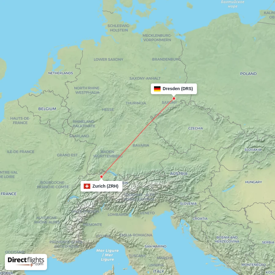 DRS - ZRH route map