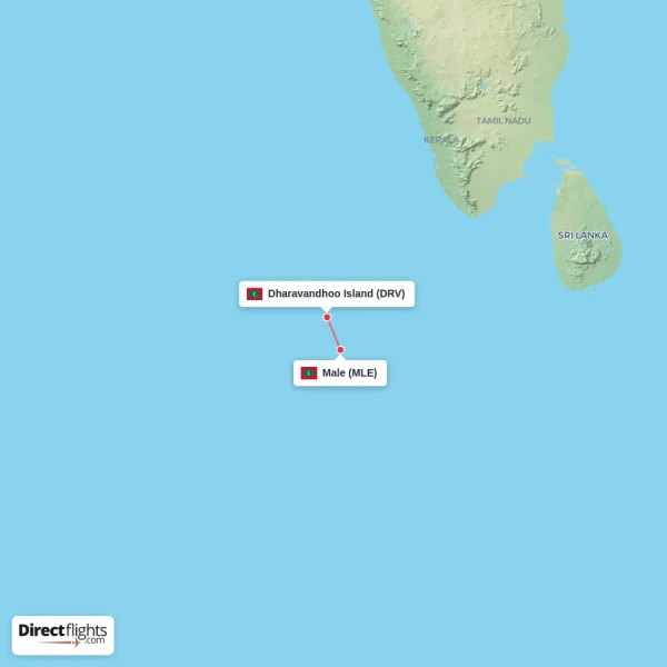 Dharavandhoo Island - Male direct flight map