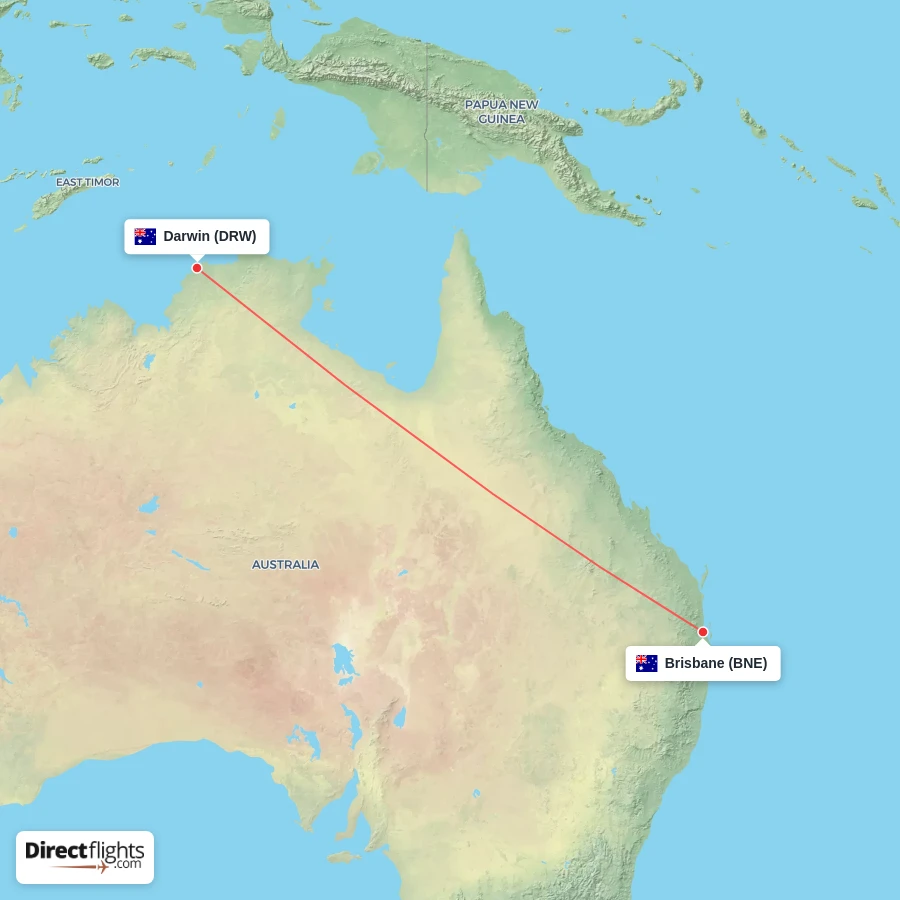 DRW - BNE route map