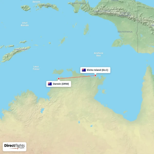 Darwin - Elcho Island direct flight map