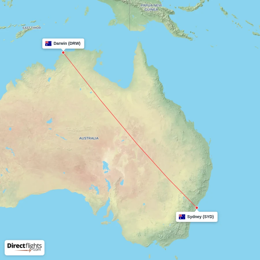 DRW - SYD route map