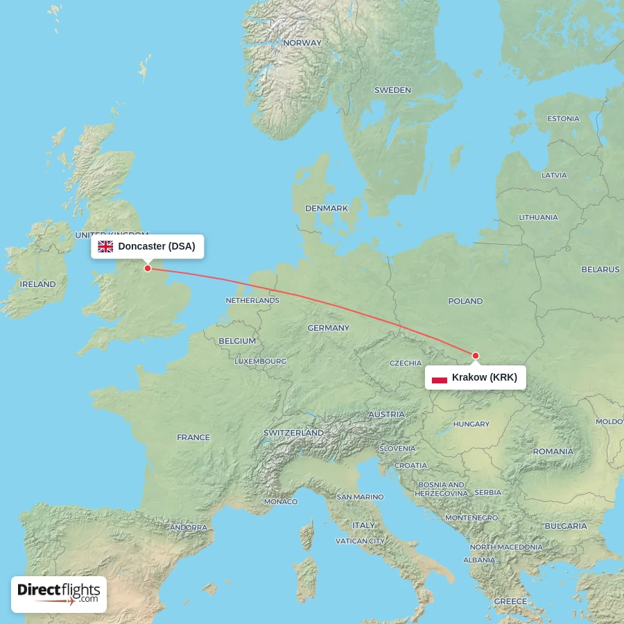 DSA - KRK route map