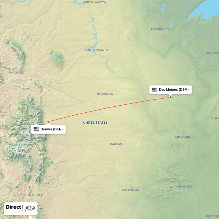 DSM - DEN route map