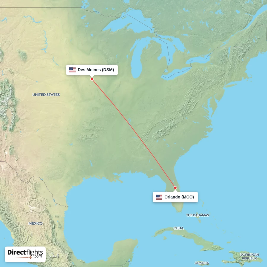 DSM - MCO route map