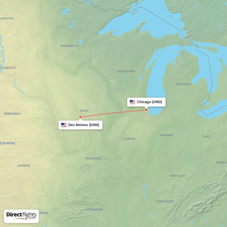 DSM - ORD route map