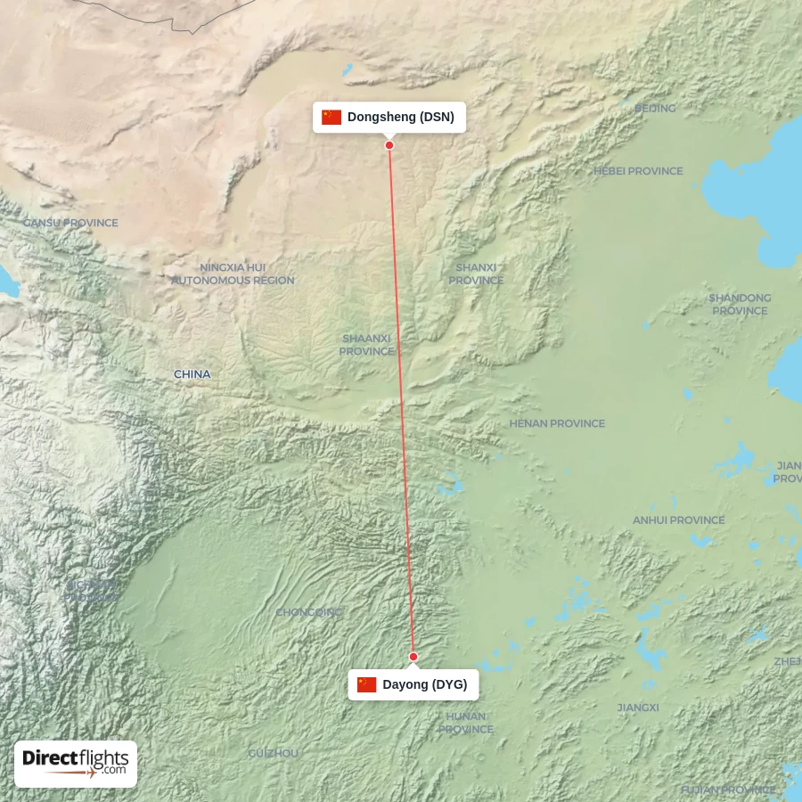 DSN - DYG route map