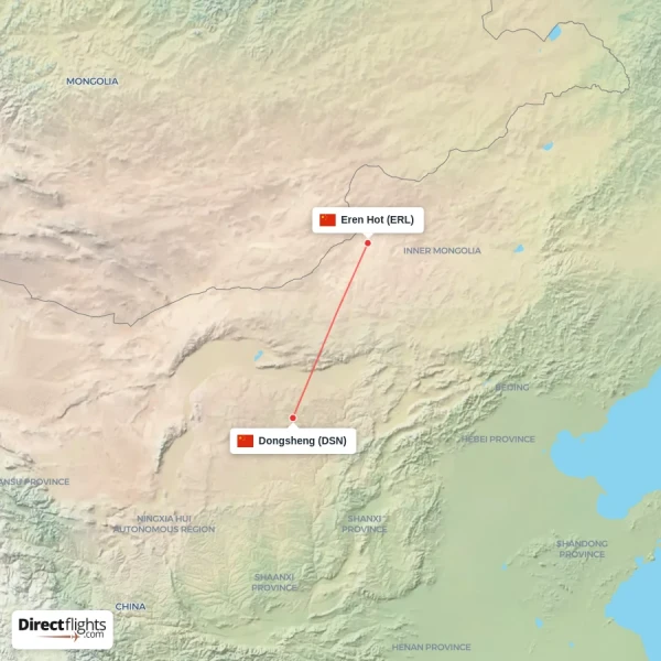 Dongsheng - Eren Hot direct flight map
