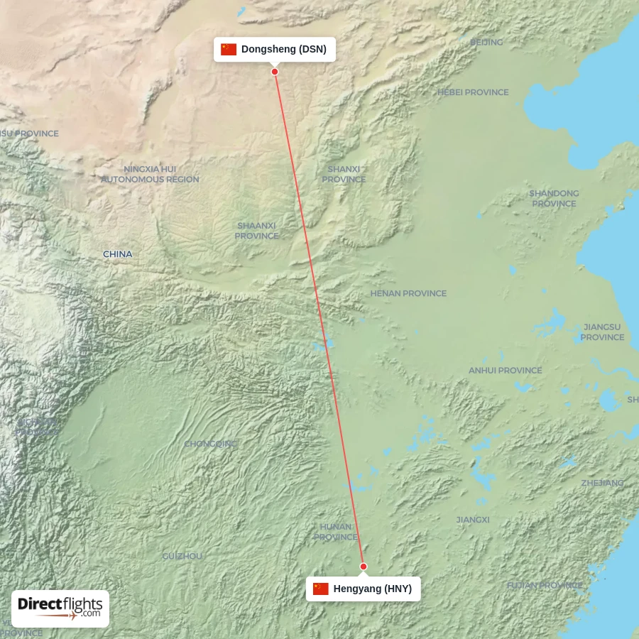 DSN - HNY route map