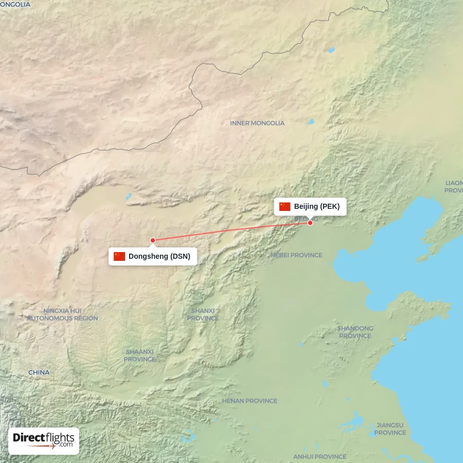 DSN - PEK route map