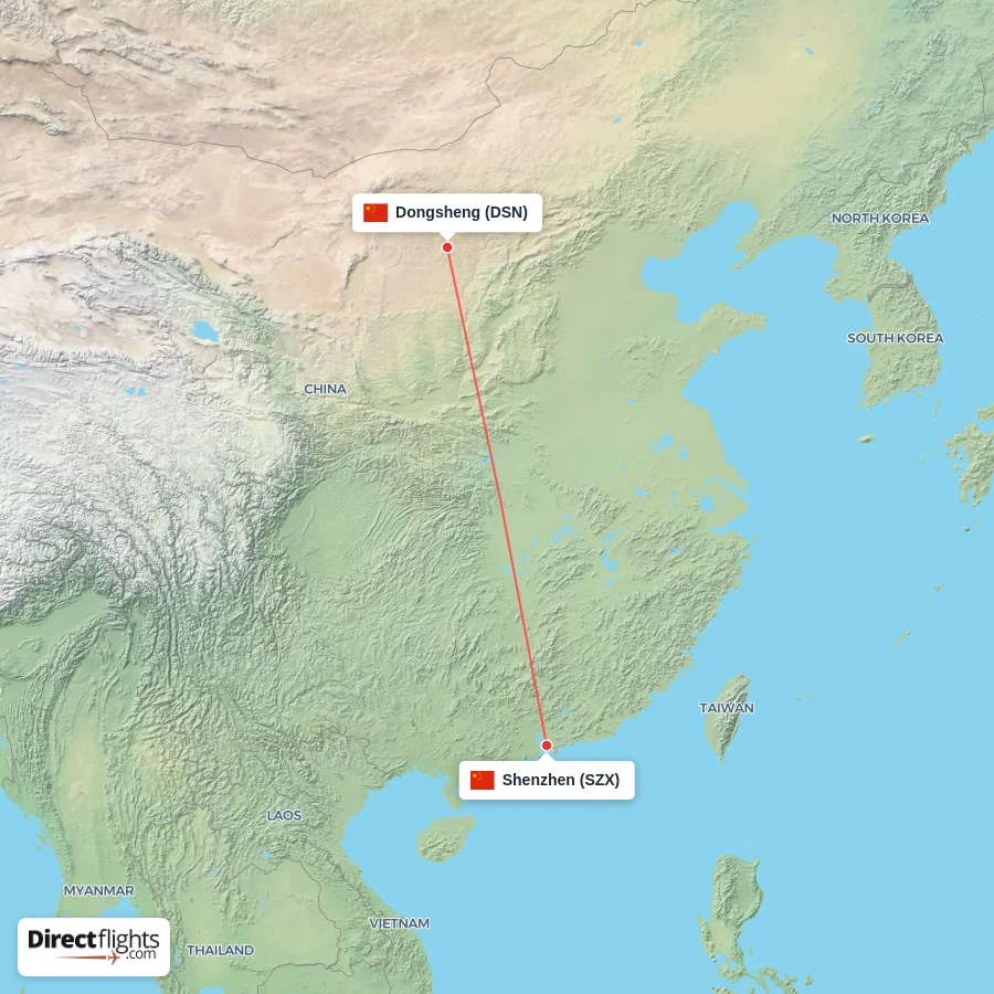 DSN - SZX route map