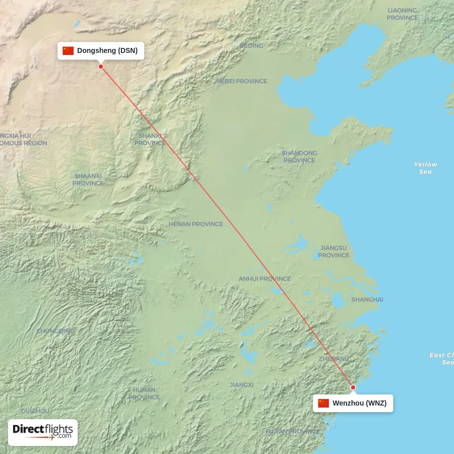 DSN - WNZ route map