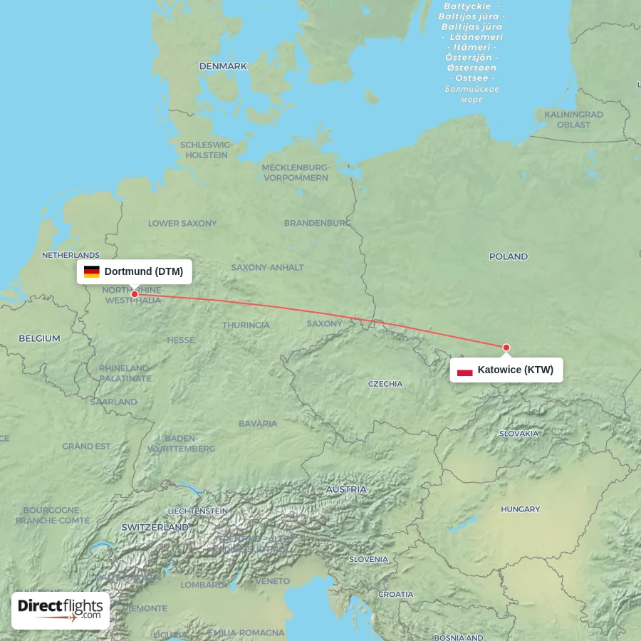 DTM - KTW route map
