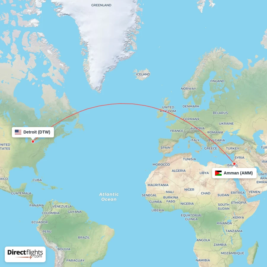 DTW - AMM route map