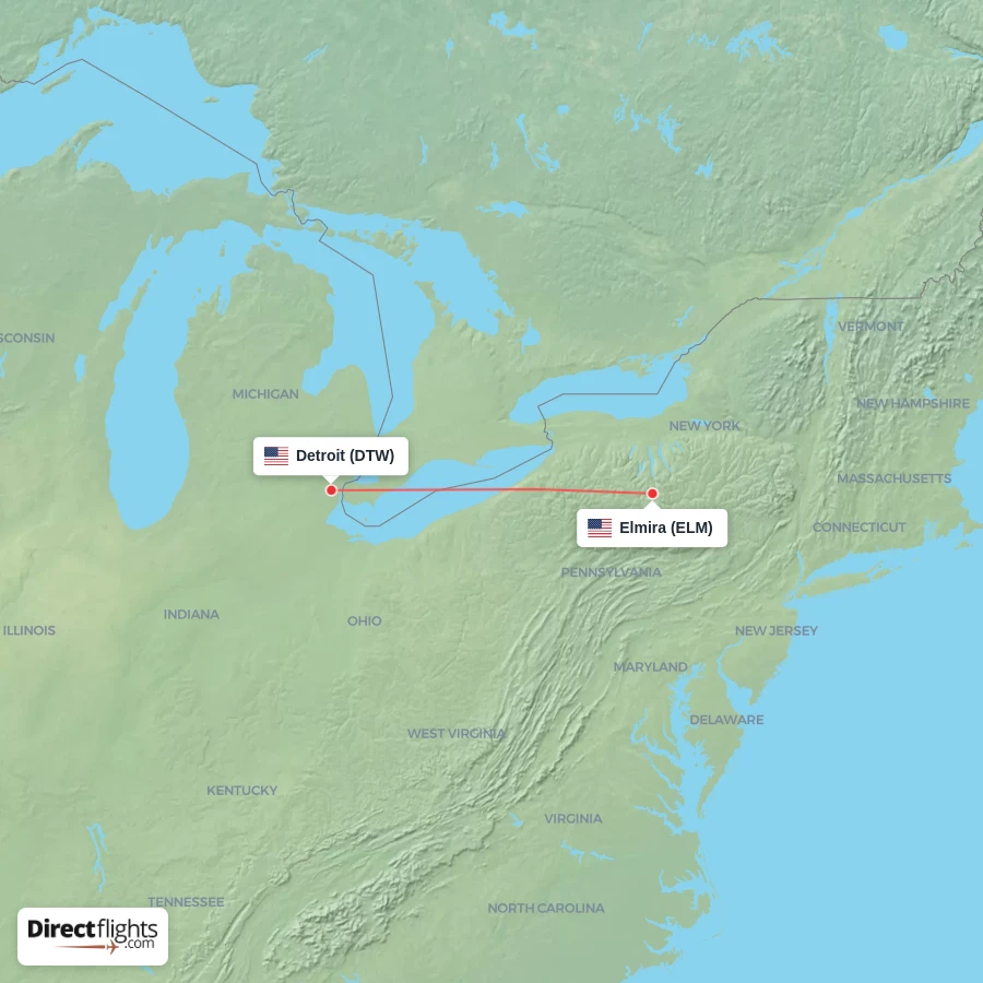 DTW - ELM route map