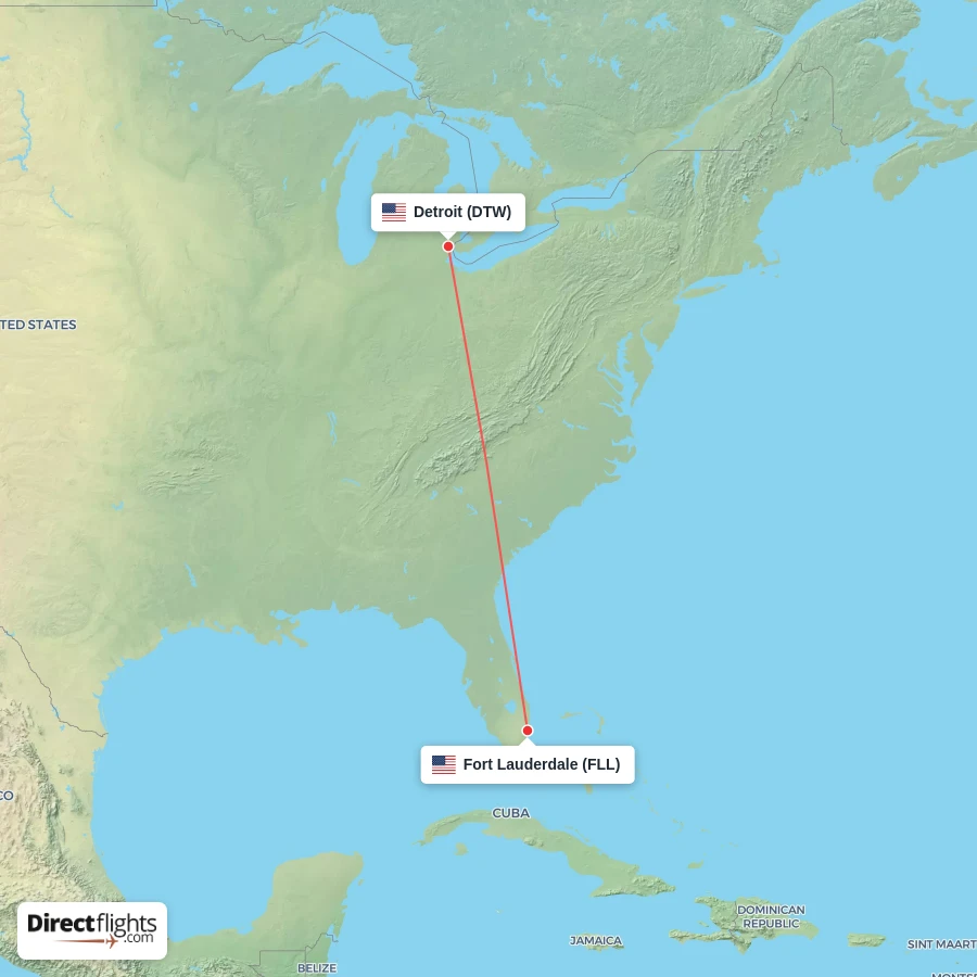 DTW - FLL route map