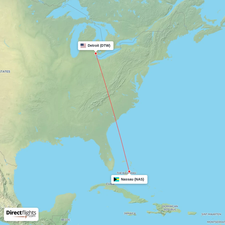 DTW - NAS route map