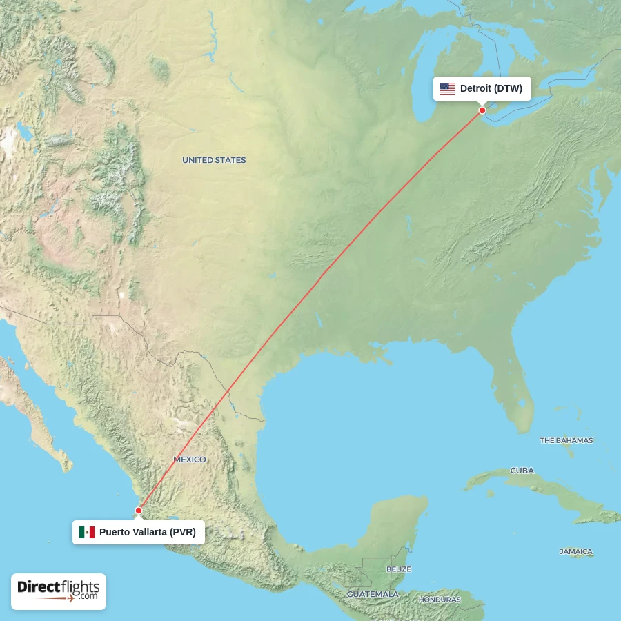 DTW - PVR route map