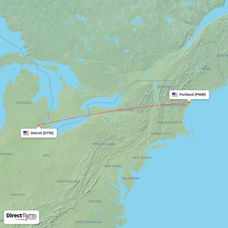 DTW - PWM route map