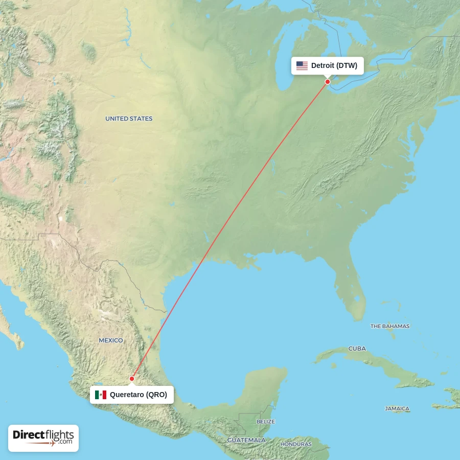 DTW - QRO route map