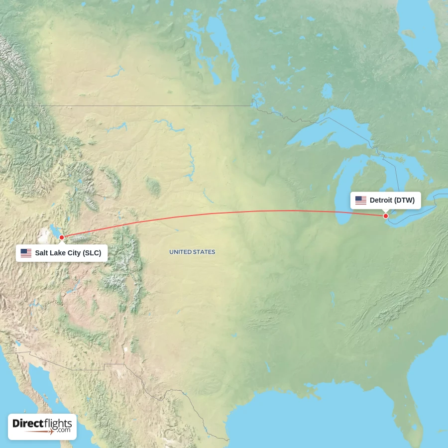DTW - SLC route map