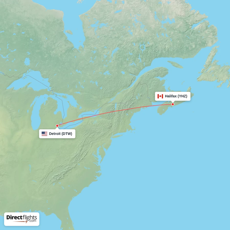 DTW - YHZ route map