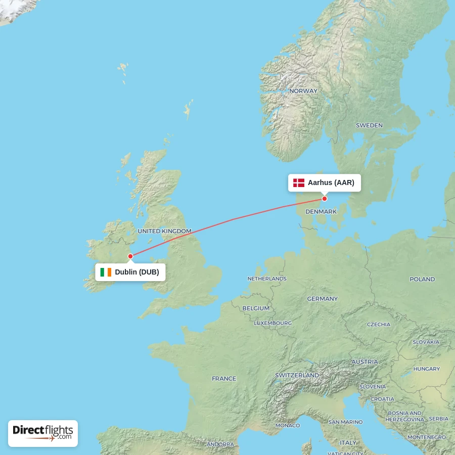 DUB - AAR route map