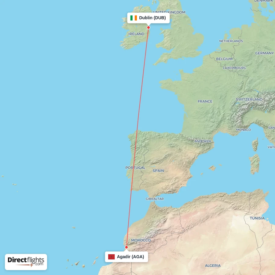 DUB - AGA route map