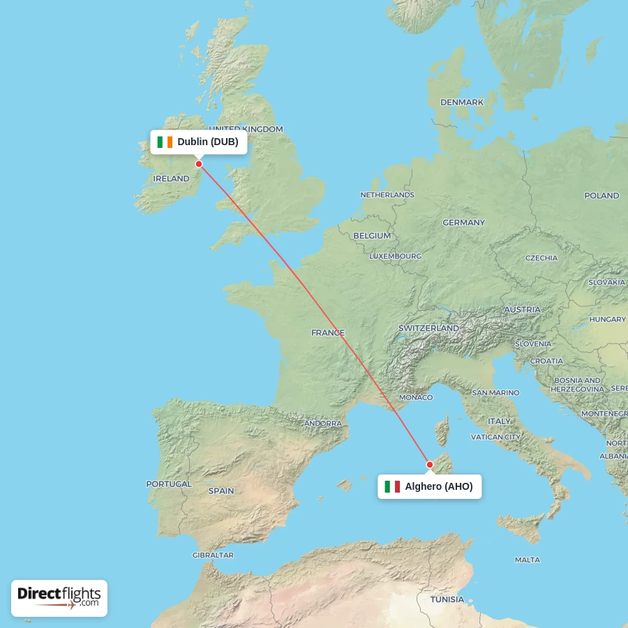 DUB - AHO route map