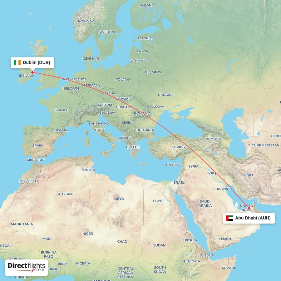 DUB - AUH route map