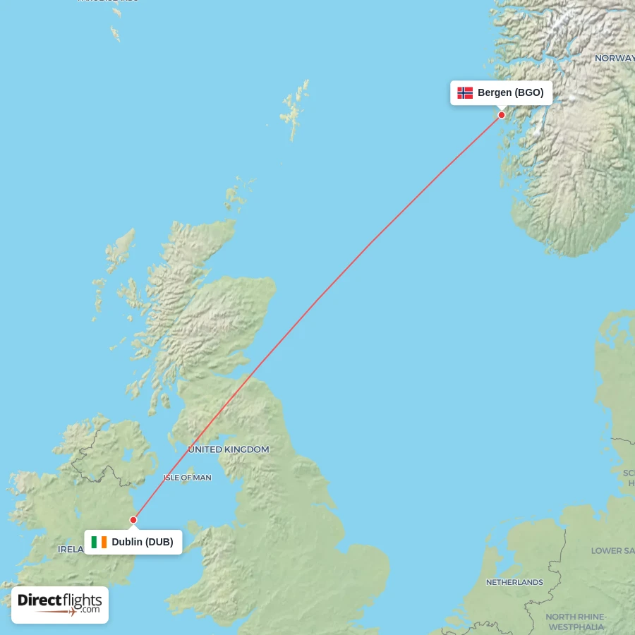 DUB - BGO route map