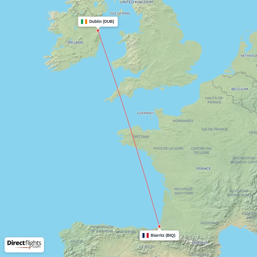 DUB - BIQ route map
