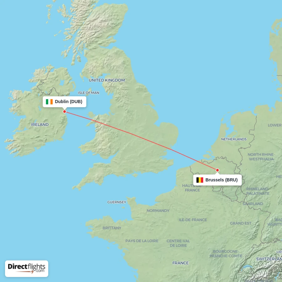 DUB - BRU route map