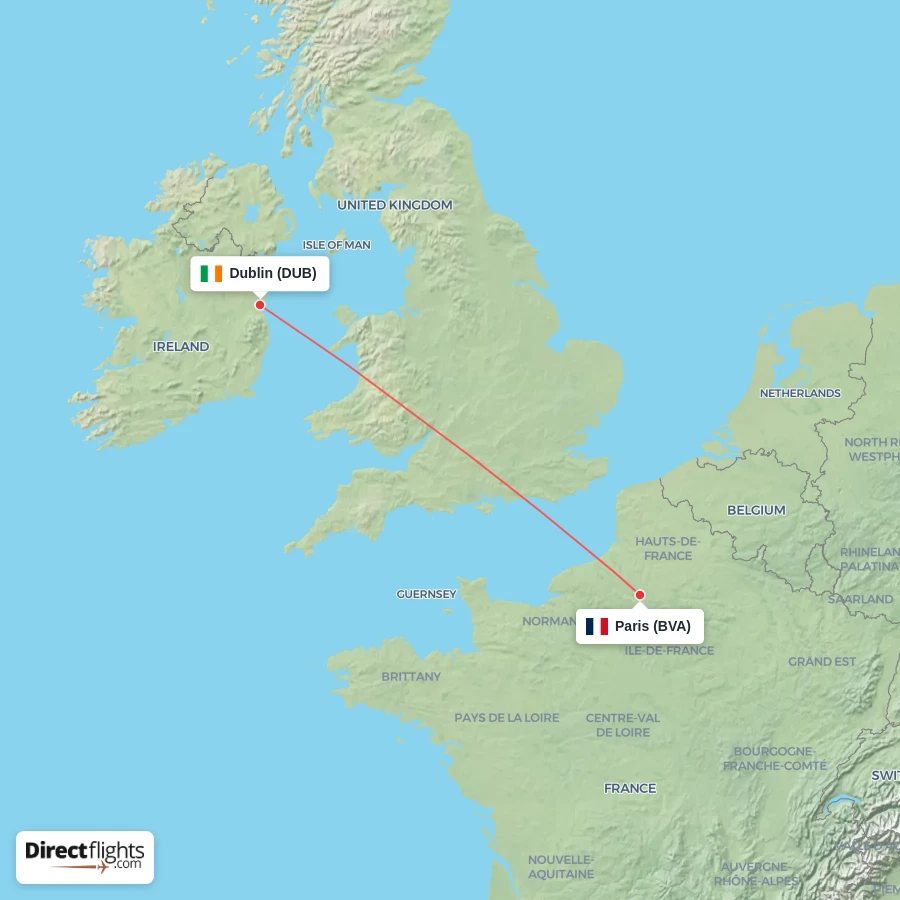 DUB - BVA route map