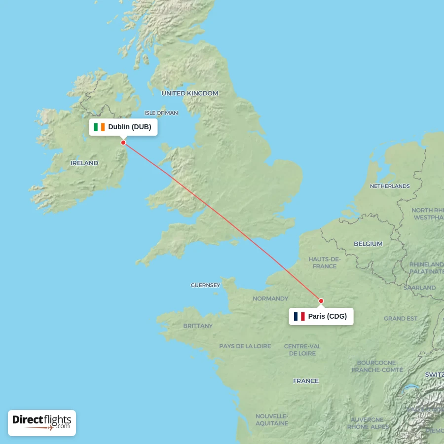 DUB - CDG route map