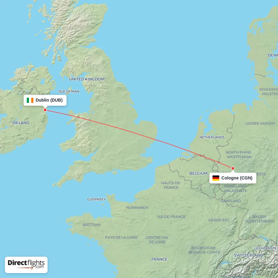 DUB - CGN route map