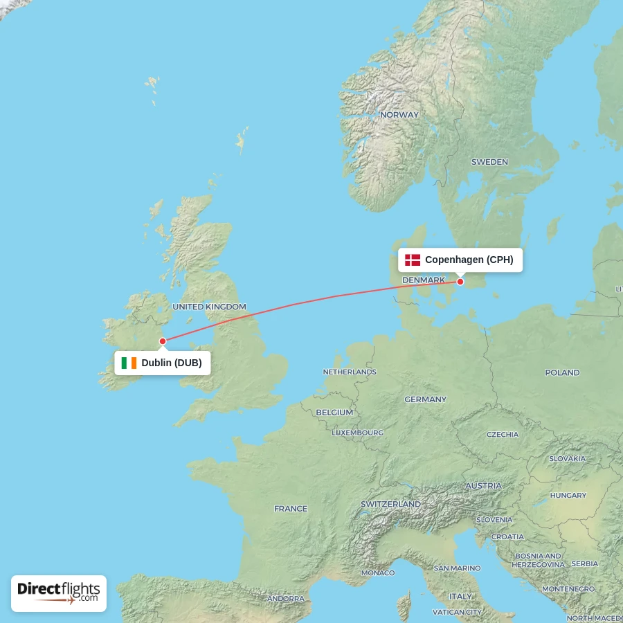 DUB - CPH route map