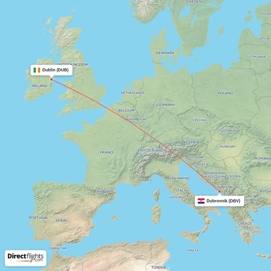DUB - DBV route map