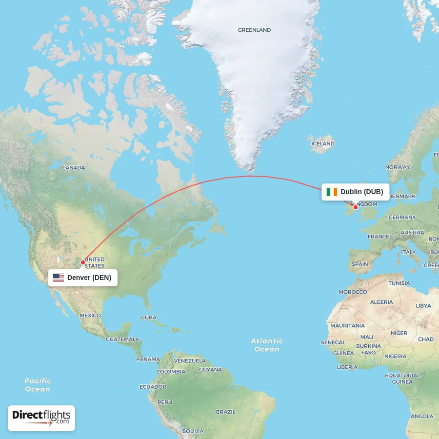 DUB - DEN route map