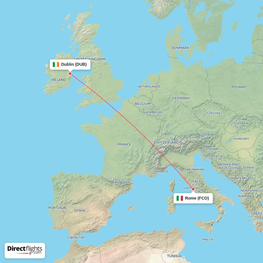DUB - FCO route map