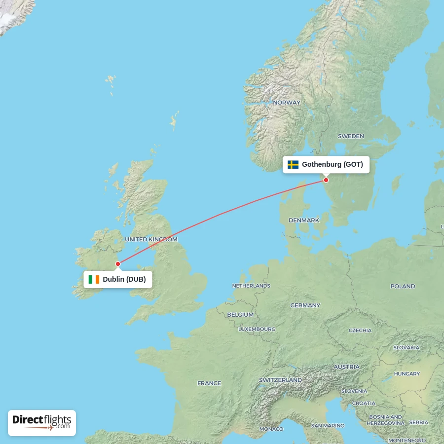 DUB - GOT route map