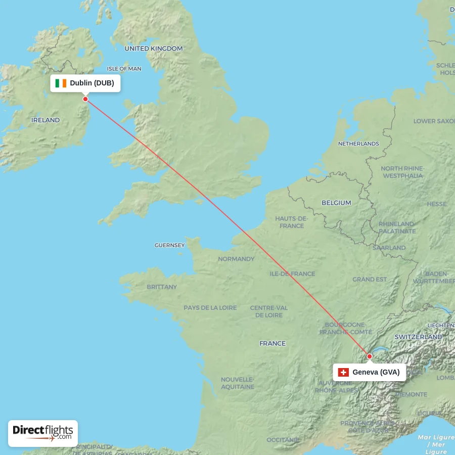DUB - GVA route map
