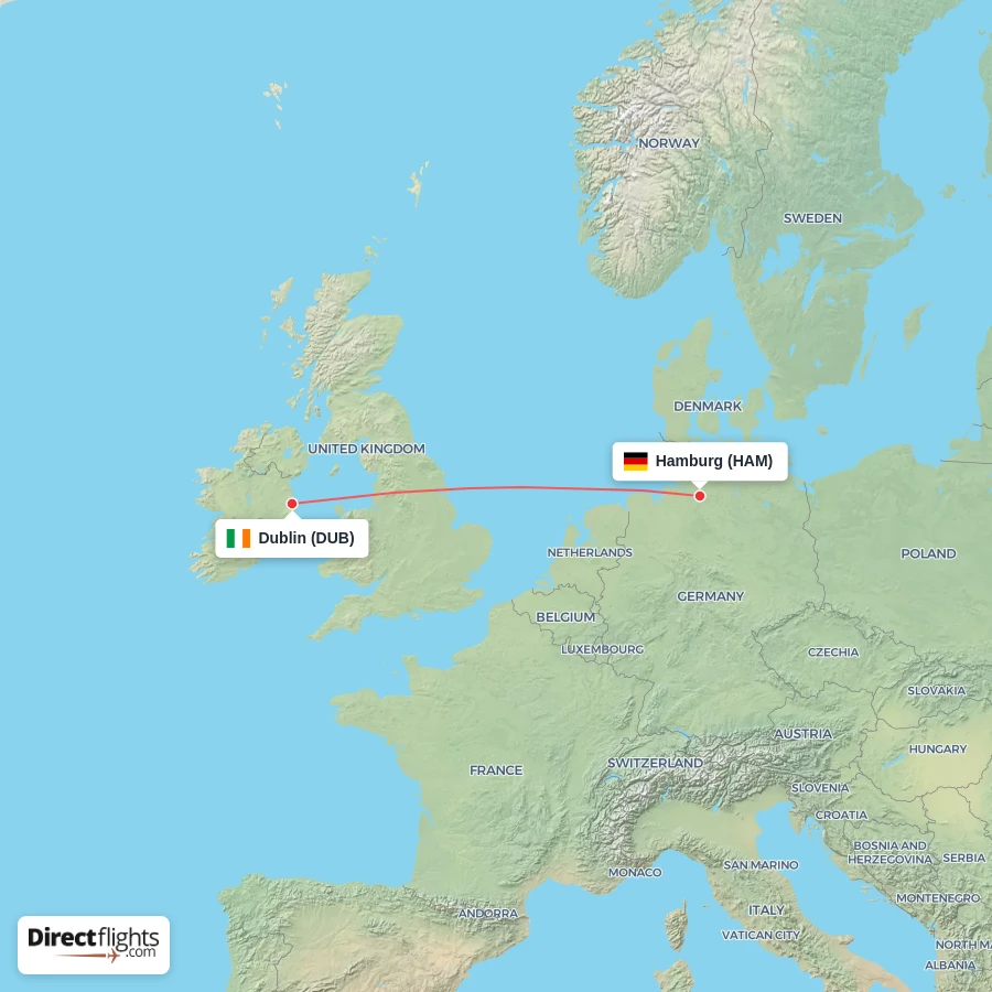DUB - HAM route map