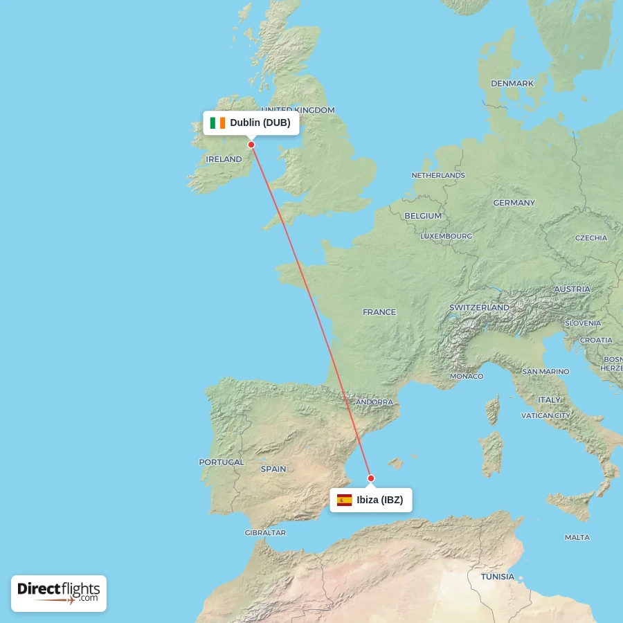 DUB - IBZ route map