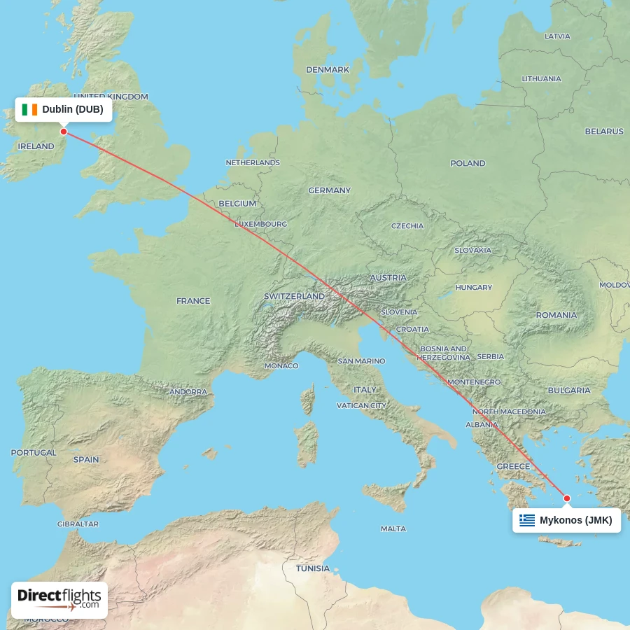 DUB - JMK route map
