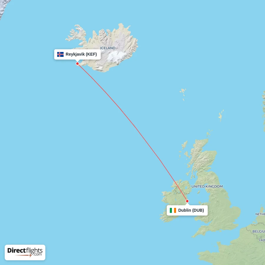 DUB - KEF route map